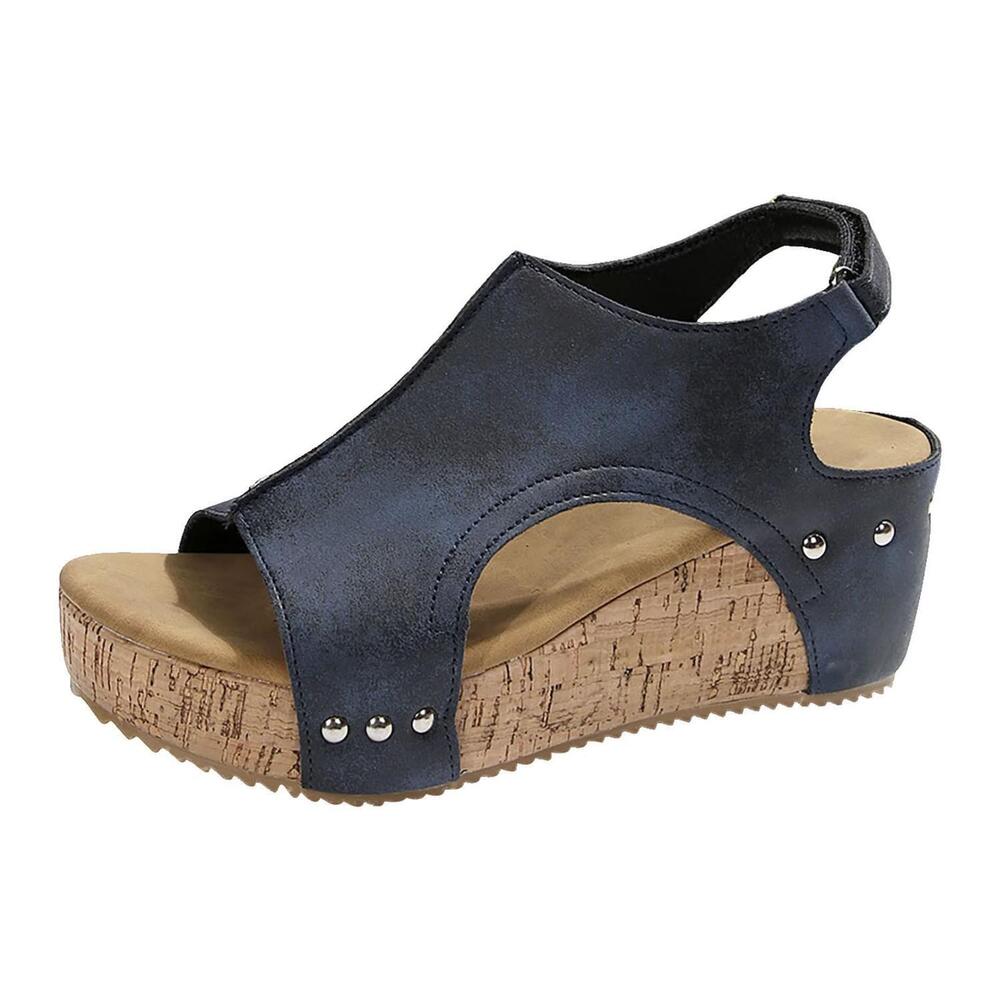 NEW BOUTIQUE BY CORKYS women's carley studded slingback wedge in navy